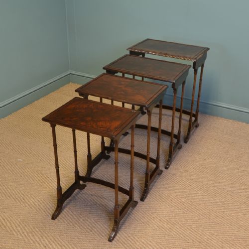 Elegant Walnut Edwardian Antique Nest of 4 Tables