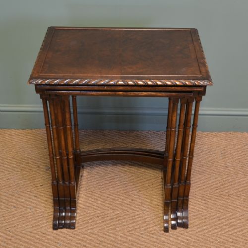 fig 1. Elegant Walnut Edwardian Antique Nest of 4 Tables