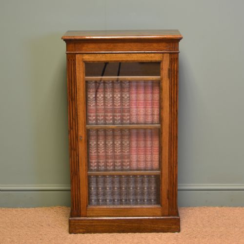 Small Edwardian Glazed Oak Antique Bookcase