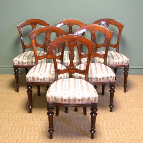 
High Quality Victorian Mahogany Set of Six Antique Dining Chairs
