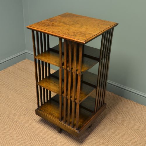 Tall Quality Oak Edwardian Arts & Crafts Revolving Antique Bookcase