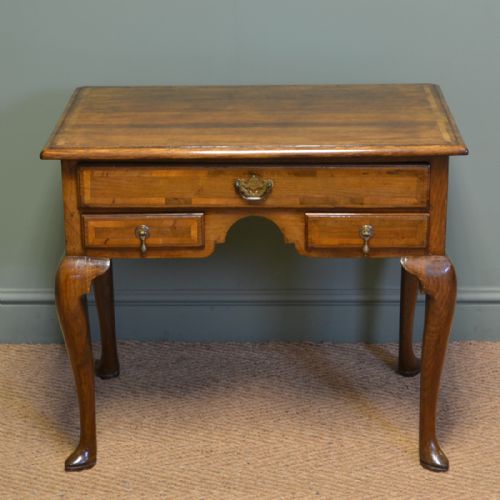 Georgian Oak Cross Banded Antique Low Boy / Side Table