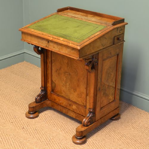 fig 1. Spectacular Quality Victorian Figured Walnut Antique Davenport