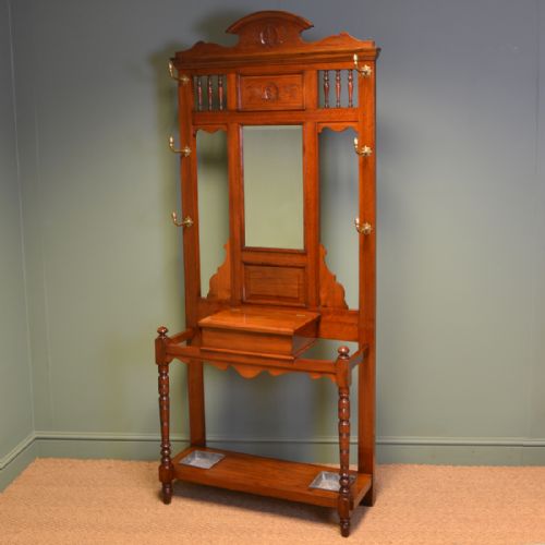 
High Quality Victorian Arts & Crafts Walnut Antique Hall Stand

