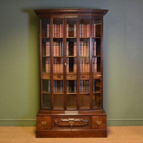 Large Edwardian Oak Antique French Display Cabinet