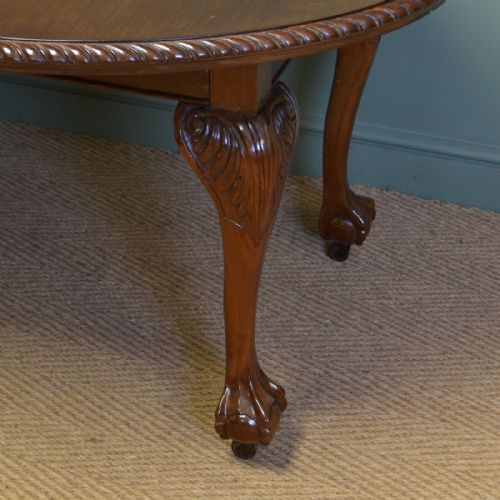 fig 1. Quality Chippendale Design Edwardian Antique Walnut Extending Dining Table