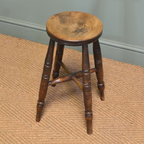 Beautifully Figured Country House Antique Victorian Fruitwood Stool