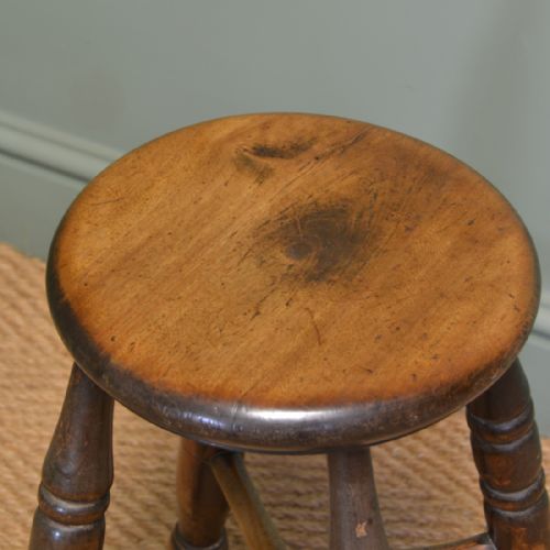 fig 1. Beautifully Figured Country House Antique Victorian Fruitwood Stool