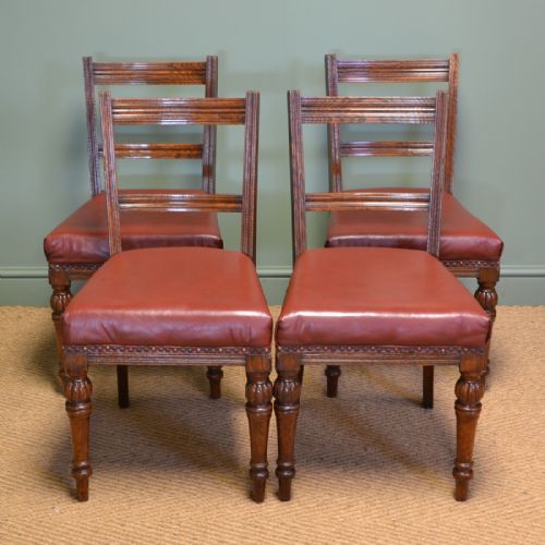 Quality Set of Four Victorian Oak Antique Dining Chairs
