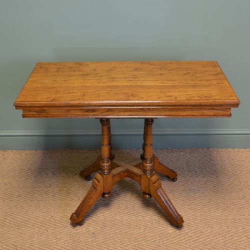 Spectacular Golden Oak Arts & Crafts Antique Card Table
