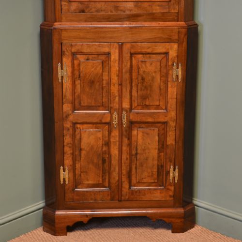 fig 1. Unusual Edwardian Figured Walnut Antique Floor Standing Corner Cupboard