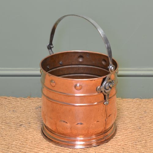 Unusual Arts & Crafts Copper Antique Coal Bucket