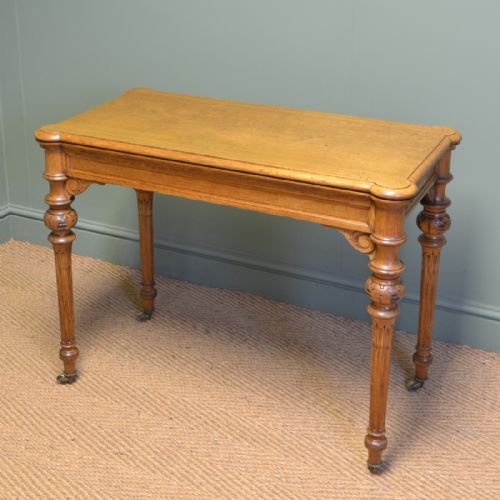 Unusual Decorative Victorian Light Oak Antique Card / Games Table