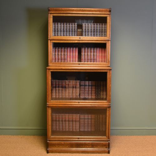Large Light Oak Edwardian Globe Wernicke Antique Stacking Barristers Bookcase