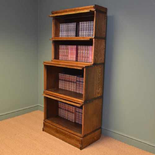 fig 1. Large Light Oak Edwardian Globe Wernicke Antique Stacking Barristers Bookcase