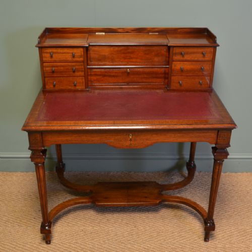 fig 1. Striking Quality Victorian Mahogany Bonheur Du Jour Writing Desk