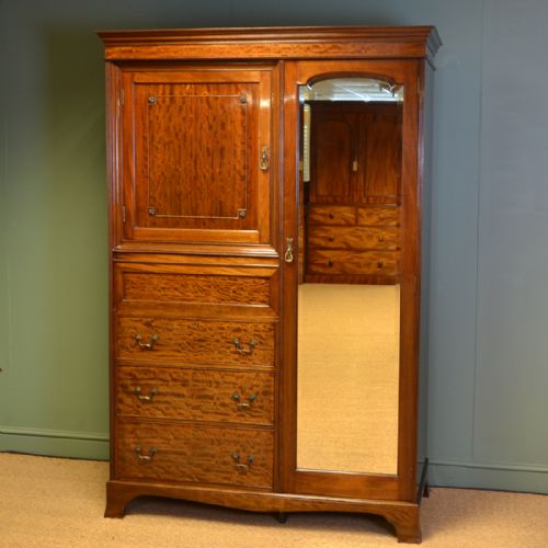 Striking Edwardian Mahogany Antique Combination Wardrobe