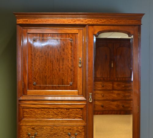 fig 1. Striking Edwardian Mahogany Antique Combination Wardrobe