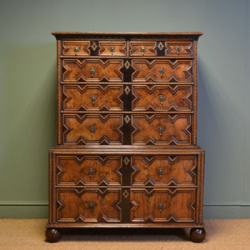 Unusual 17th Century Walnut Antique Chest on Chest