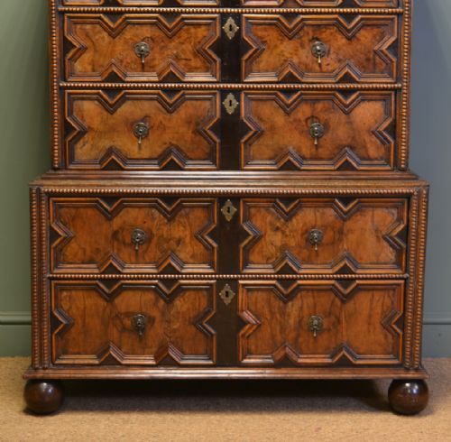 fig 1. Unusual 17th Century Walnut Antique Chest On Chest