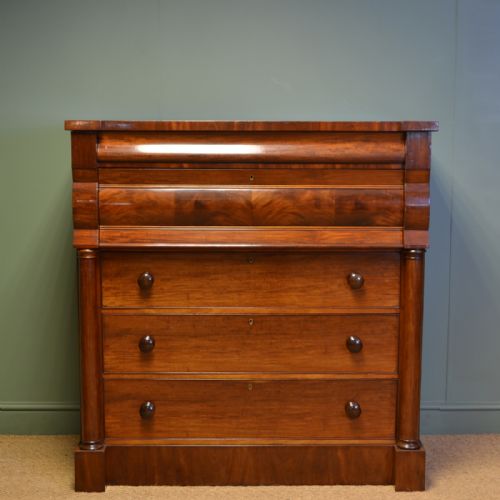 Stunning Victorian Figured Mahogany Antique Scottish Chest