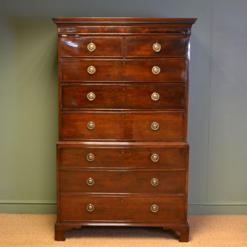 Spectacular Georgian Rich Mahogany Antique Chest on Chest