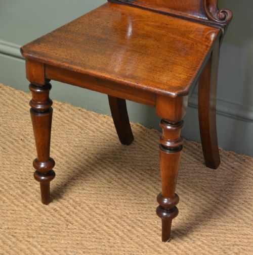 fig 2. Unusual Pair Of Moulded Back Antique Mahogany Hall Chairs