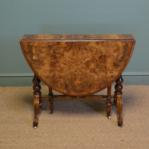 Striking Quality Figured Large Walnut Antique Sutherland Table