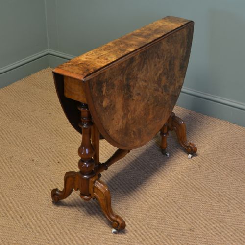 fig 1. Striking Quality Figured Large Walnut Antique Sutherland Table