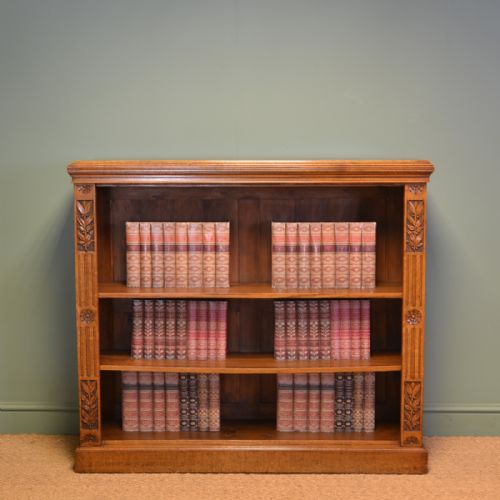 Quality Arts & Crafts Victorian Oak Large Open Bookcase