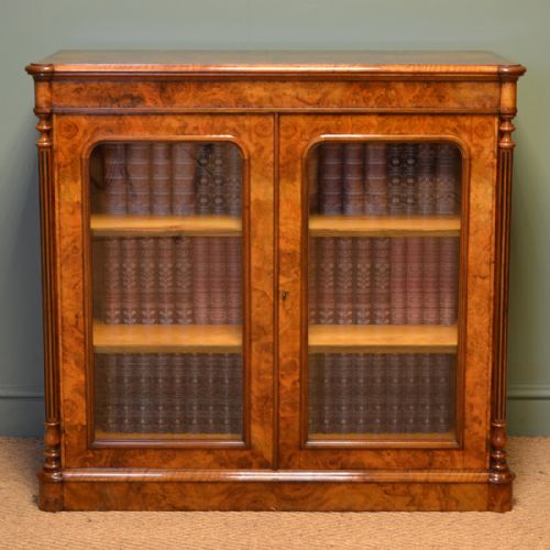 Spectacular Lambs of Manchester Figured Burr Walnut Antique Victorian Cabinet