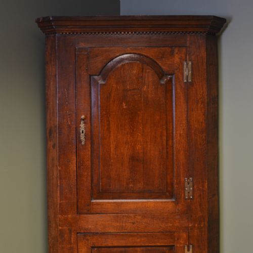 fig 1. Country House Floor Standing Georgian Oak Antique Corner Cupboard