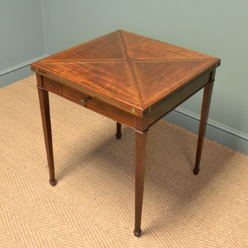 
Spectacular Large Inlaid Envelope Mahogany Antique Card / Games Table.
