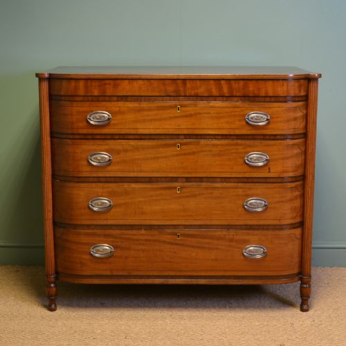 Striking Large Regency Mahogany Bow Fronted Antique Chest of Drawers