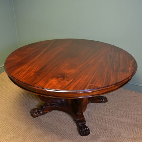 Spectacular Large Round Solid Mahogany Antique Dining / Centre Table