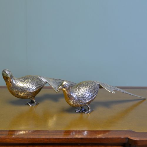 Pair of Vintage Stunning Brass Pheasant Figurines.