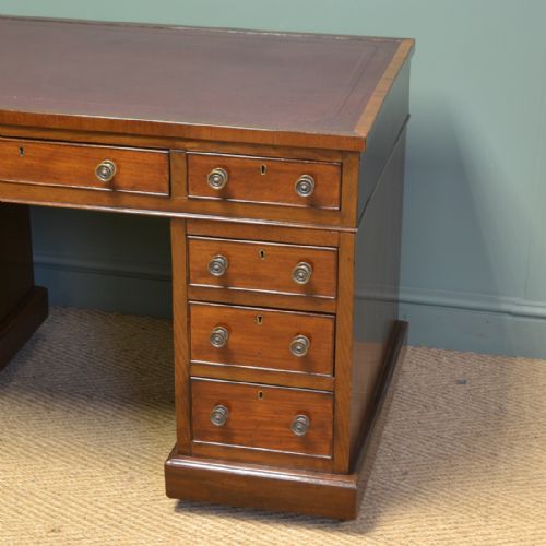 fig 1. Quality Victorian Mahogany Antique Pedestal Desk