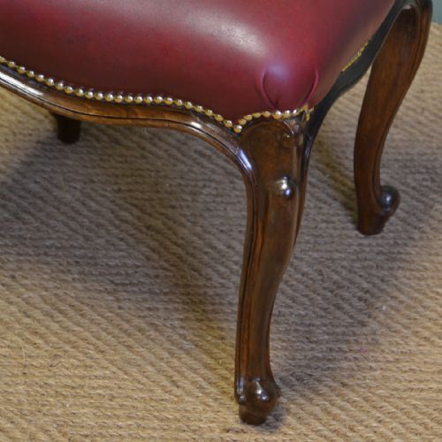 fig 1. Quality French Walnut Antique Leather Stool