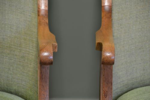 fig 1. Unusual Pair of Arts And Crafts Antique Oak Rocking Chairs