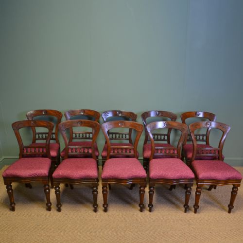Set of Ten Victorian Mahogany Antique Dining Chairs