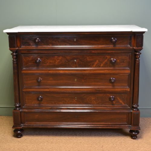 Striking Quality Large French Rosewood Antique Victorian Chest of Drawers