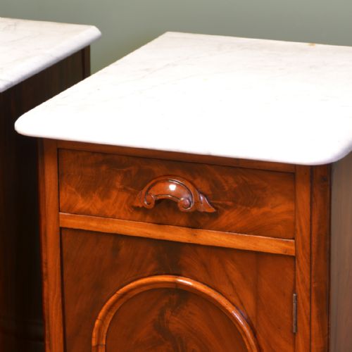fig 1. Unusual Quality Victorian Mahogany Antique Pair of Bedside Cabinets