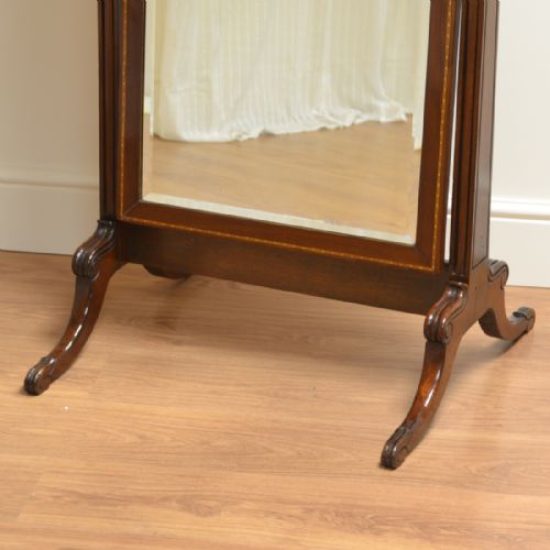 fig 1. Elegant Edwardian Inlaid Antique Cheval Mirror