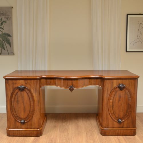 Spectacular Serpentine Fronted Antique Victorian Pedestal Sideboard