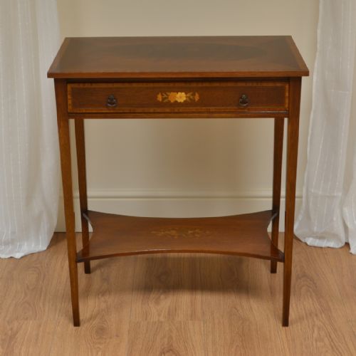 Fine Decorative Inlaid Mahogany Edwardian Antique Side Table
