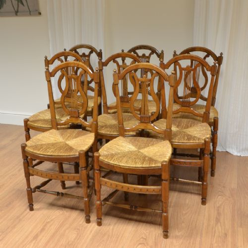 fig 1. Unusual Set of 8 French Antique Oak Chairs