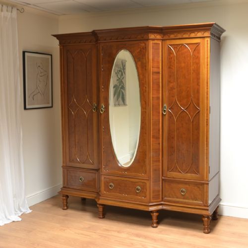 
Spectacular Victorian Plum Pudding Mahogany Antique Triple Wardrobe
