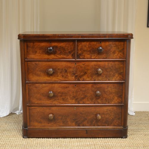 Victorian Country House Figured Mahogany Antique Chest of Drawers