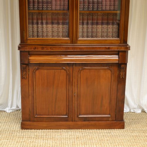 fig 1. Beautiful Victorian Mahogany Antique Glazed Bookcase on Cupboard