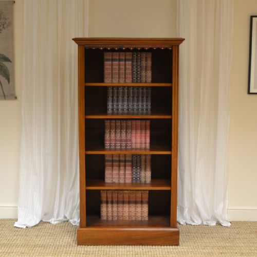Tall Slim Victorian Mahogany Antique Open Bookcase